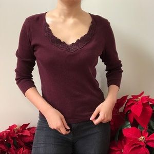 Ralph Lauren Cotton Burgundy Blouse